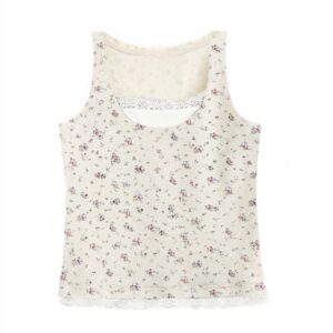 Cute Ditsy Floral Tank Top With Lace Trim