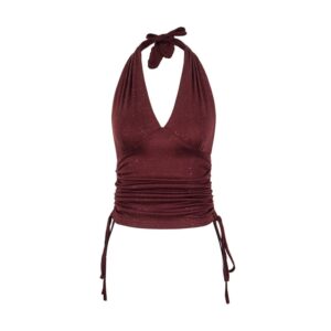 Chic Party-Style Halter Tank Top — Burgundy