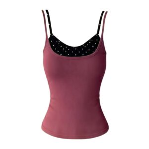 Faux Two-Piece Polka Dot Spliced ​​Tank Top — Black & Pink