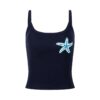 Seaside Vacation Starfish Print Tank Top — Navy Blue