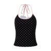 Chic Polka-Dot Halter Tank Top — Black