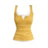 Ribbed Knit Simple Tank Top — Yellow