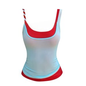 Athletic Fitted Tank Top — Red & Blue Color-Block